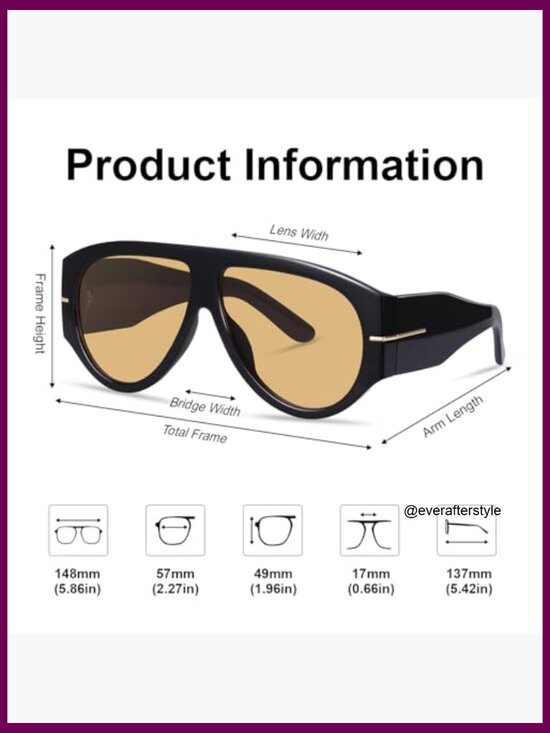 Oversized Retro Aviator Sunglasses with UV400 Protection